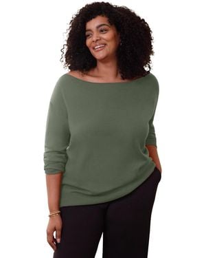 Avenue Plus Size Convertible Pullover Sweater - Green