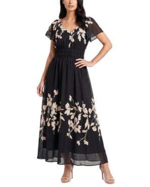 Taylor Floral Smocked Waist Dress - Black