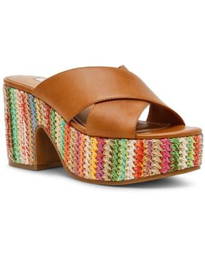 Steve Madden Truthful Crossband Platform Sandals - Brown