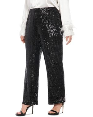 Muse Plus Size Sequined Pull-on Pants - Black