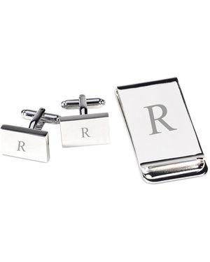 Bey-berk Silver Plated Cufflinks And Money Clip Set - Metallic