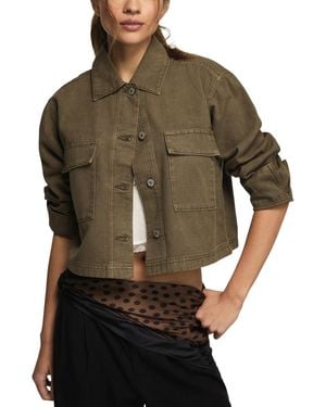 Lucky Brand Collared Denim Utility Jacket - Brown
