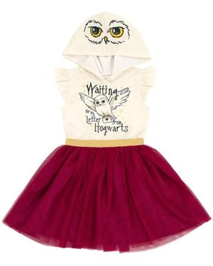 Harry Potter Hedwig Owl Girls Mesh Tulle Dress Purple Toddler| Child - Red