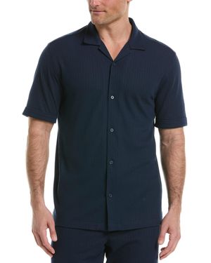 Cubavera Textured Sweater Knit Button Front Shirt - Blue
