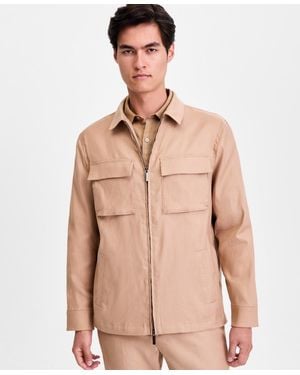 Alfani Long-sleeve Linen- Blend Tech Shirt Jacket - Natural