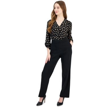 Anne Klein Essentials Plus Size Solid Pull-on Wide-leg Pants - White