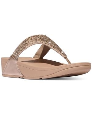 Fitflop Lulu Crystal Mix Toe-post Wedge Sandals - White