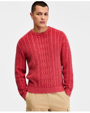 Sun & Stone Sun + Stone Cotton Fisherman Cable-knit Sweater - Red