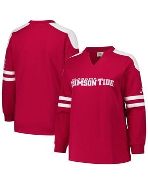 Fanatics Alabama Tide Plus Size Contrast Sleeve Fleece Pullover Sweatshirt - Red