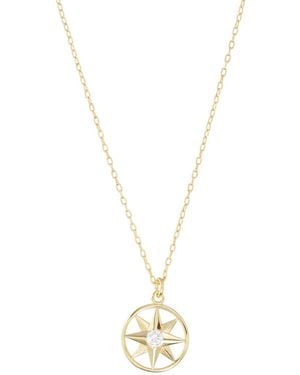 Macy's Cubic Zirconia Openwork Compass Pendant Necklace - Metallic