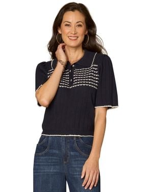 Democracy Collared Neck Sweater - Blue