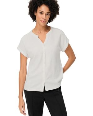 Olsen Waffle Knit Button Front T-shirt - White