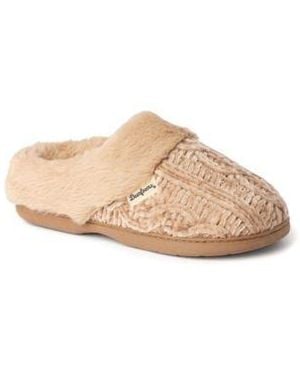 Dearfoams Claire Cable Knit Chenille Clog House Shoe Slipper - Natural