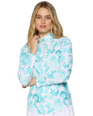 G Lifestyle Clothing G Lifestyle Long Sleeve Mock Neck Top - Blue
