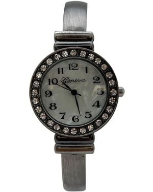 Olivia Pratt New Style Rhinestone Bezel Bangle Watch - Black