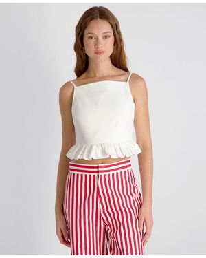 French Connection Sleeveless Ruffle Peplum Top - Red