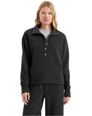 Pact Plus Size Luxe Waffle-knit Long-sleeve Henley - Black