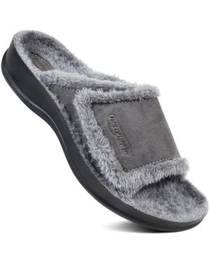 AEROTHOTIC Hadley Cozy Faux Fur Slipper - Gray