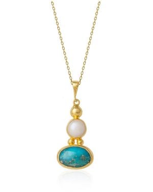 Spero London Turquoise Authentic Pendant Sterling Silver Plated Necklace - White