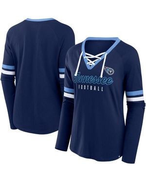 Fanatics Navy Tennessee Titans Won And Done Lace-up Long Sleeve Fashion Top - Blue