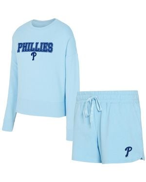 Concepts Sport Â 2-piece Philadelphia Phillies Elevation Tri-blend Long Sleeve T-shirt And Shorts Set - Blue
