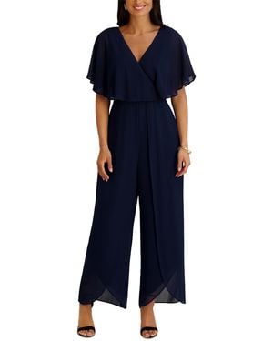 Kensie Flutter-sleeve Jumpsuit - Blue