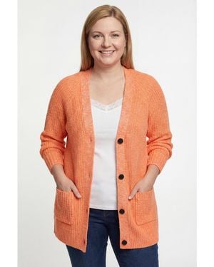 Woman Within Within Button-front Shaker Cardigan Sweater - Orange