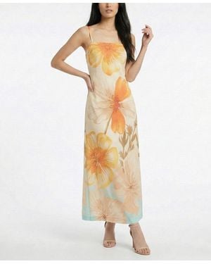 Taylor Square Neck Floral Slip Dress - Metallic