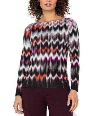 Liverpool Los Angeles Long-sleeve Boat Neck Knit Top - Red