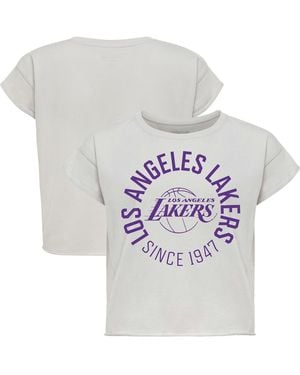 Sportiqe Los Angeles Lakers Cropped Genuine Issue Collection Alana T-shirt - White