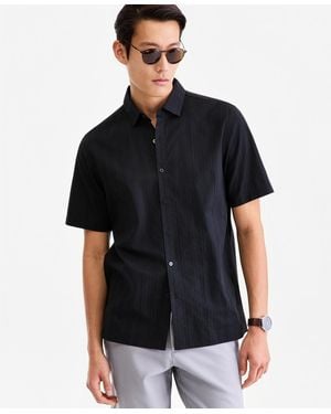 Alfani Short-sleeve Solid Texture Shirt - Black