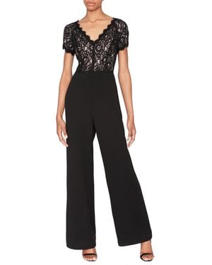 White Tie By Shani Lace & Scuba Crepe Wide-leg Jumpsuit - Black