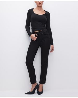 GOOD AMERICAN Never Fades Good Legs High-rise Straight-leg Jeans - Black