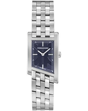 Ferragamo Asymetrique Silver Bracelet Watch 39mm X 24mm - Blue