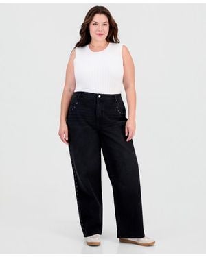 And Now This Trendy Plus Size Wide-leg Jeans - Black