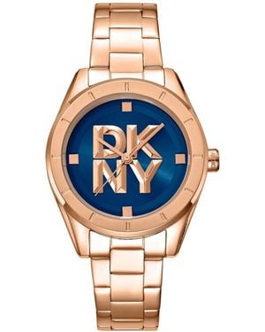DKNY Quartz Logo -gold Stainless Steel Bracelet Watch - Blue