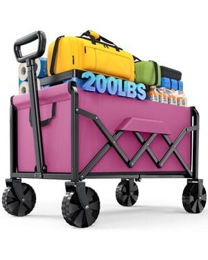Gnuadz Collapsible Wagon Foldable Dog Cart Utility Shopping Cart Camping - Pink