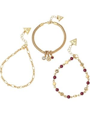 Guess Tone Imitation Pearl & Crystal Trio Bracelet - Metallic