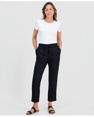 Style & Co. Petite Twill-tape Tapered Pull-on Pants - White