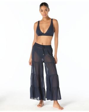 MICHAEL Michael Kors Michael Kors Tiered Wide-leg Cover-up Swim Pants - Blue