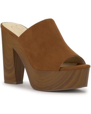 Jessica Simpson Shelbie Block Heel Platform Mules - Brown
