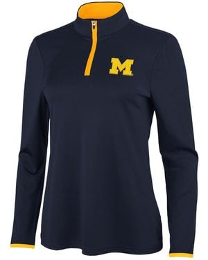 Antigua Navy/maize Michigan Wolverines Brink Quarter-zip Pullover - Blue