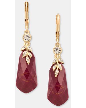 Lonna & Lilly Pave Stone Drop Earrings - Red
