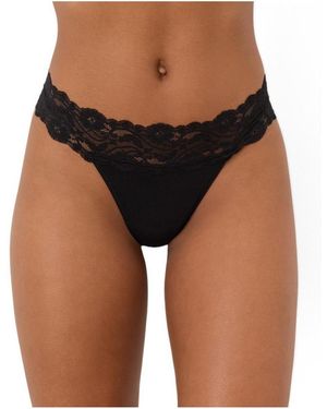 Pact Lace Waist Thong 3-pack - Black