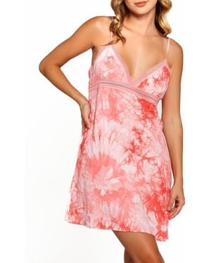 iCollection Harlow Tie Dye Day And Night Chemise Dress - Pink