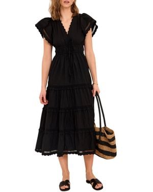 Mint Velvet Cotton Ruffle Maxi Dress - Black