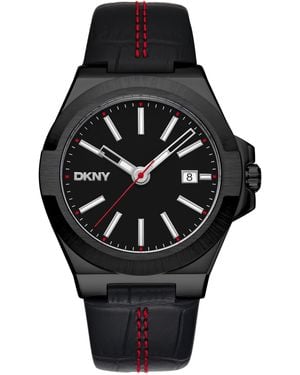 DKNY Modernist Leather Strap Watch - Black