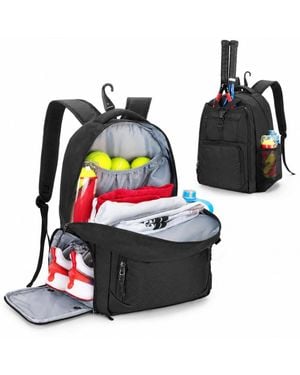 Peneyon Tennis Racket Backpack Holds 2 Rackets Shoe Compartment Padded Straps - Black