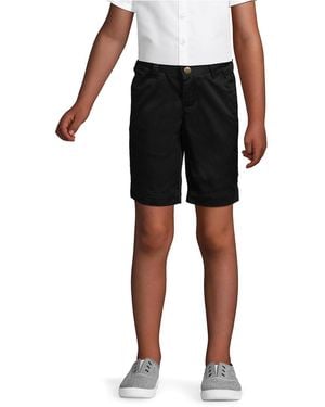 Lands' End Big Girls School Uniform Slim Plain Front Blend Chino Shorts - Black