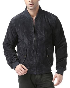 BGSD Men Urban Leather Bomber Jacket - Black